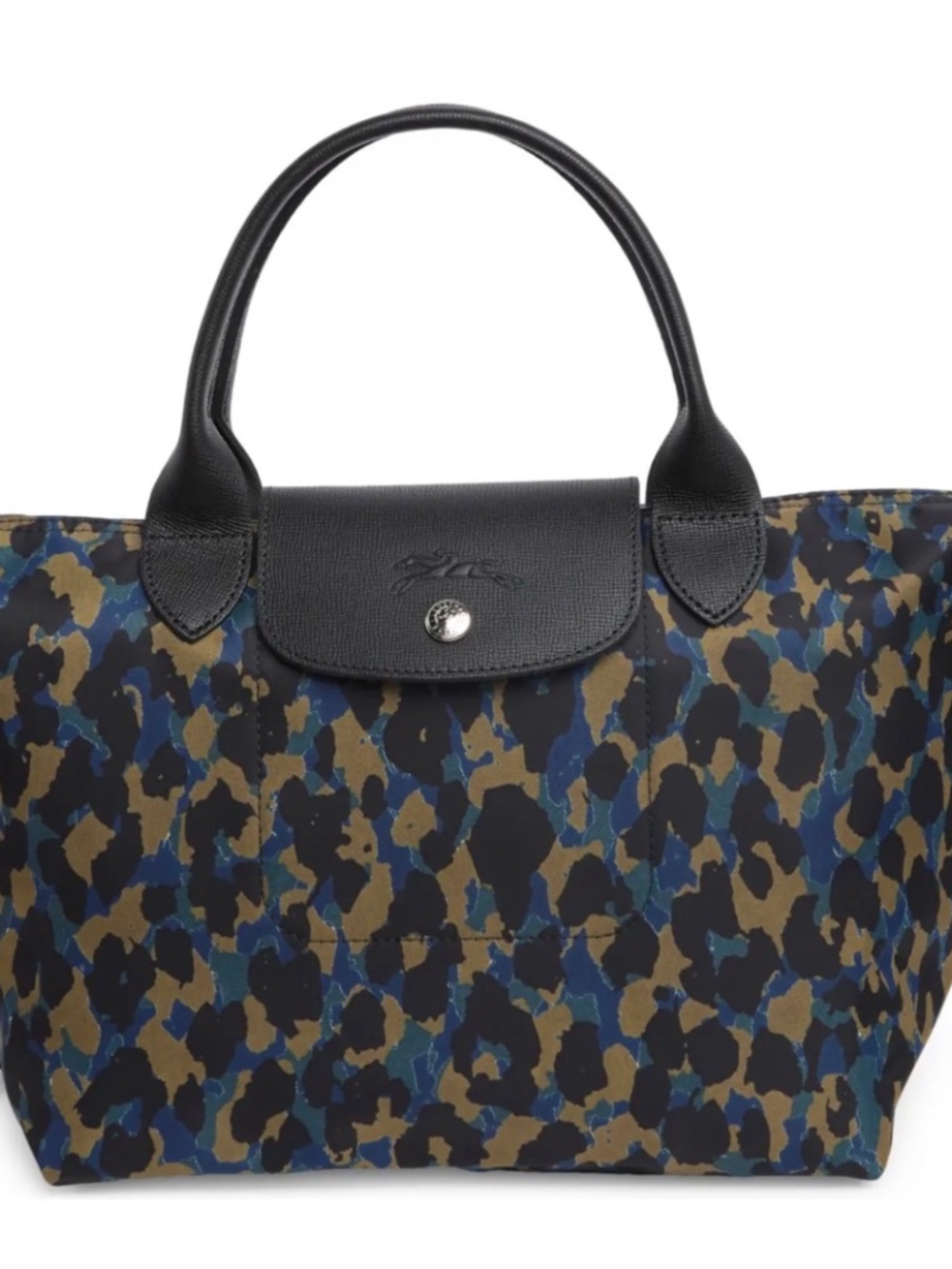 Longchamp Le Pliage Cuir Crossbody Bag in Camouflage green
